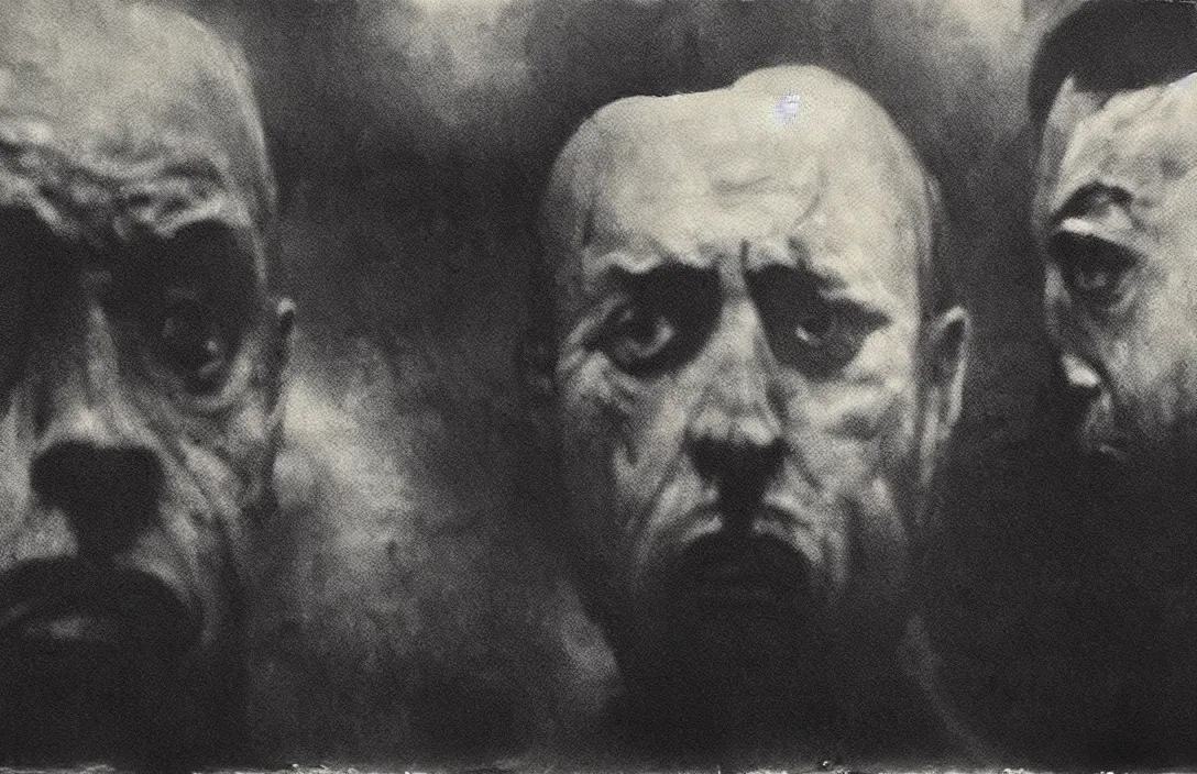 Prompt: painted without underdrawings work of art intact flawless ambrotype from 4 k criterion collection remastered cinematography gory horror film, ominous lighting, evil theme wow photo realistic postprocessing thalassophobia emotional bond between the two directed by kurosawa divisionism building by mies van der rohe