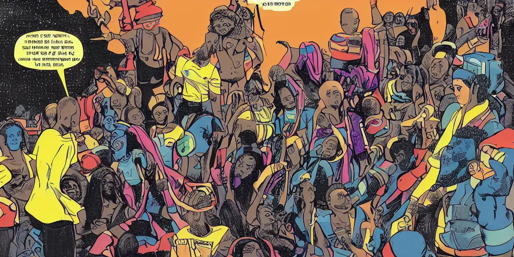 Prompt: afrofuturist taxi rank sci - fi utopian graphic novel