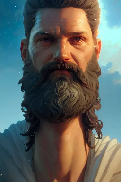 Prompt: highly detailed portrait of god zeus, stephen bliss, unreal engine, fantasy art by greg rutkowski, rhads, ferdinand knab, makoto shinkai and lois van baarle, ilya kuvshinov, rossdraws, tom bagshaw, global illumination, radiant light, detailed and intricate environment