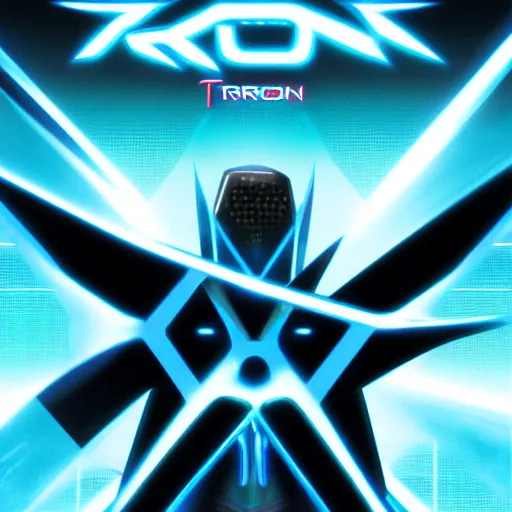 Image similar to video game box art of a game called tron, 4 k, highly detailed cover art.