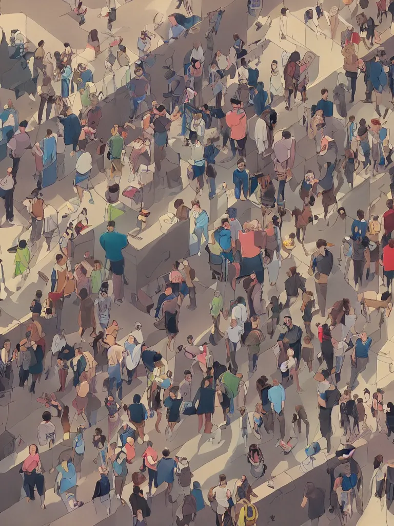 Image similar to packed crowd from overhead by disney concept artists, blunt borders, rule of thirds