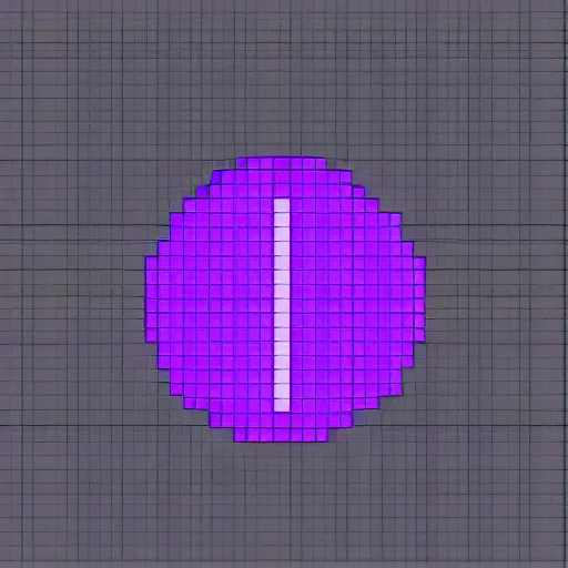 Image similar to pixel art of a violet luminescent sphere on a black void plane