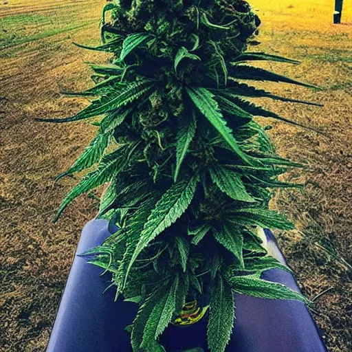 Image similar to beautiful giant marijuana bud as an obelisk