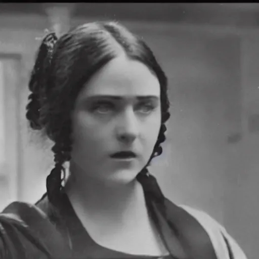 Image similar to still from old 10\'s movie Matrix (1912) actress playing Trinity (silent)