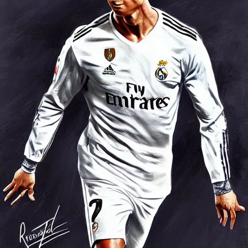 Prompt: cristiano ronaldo, by rossdraws, adrian wilkins, enoch bolles