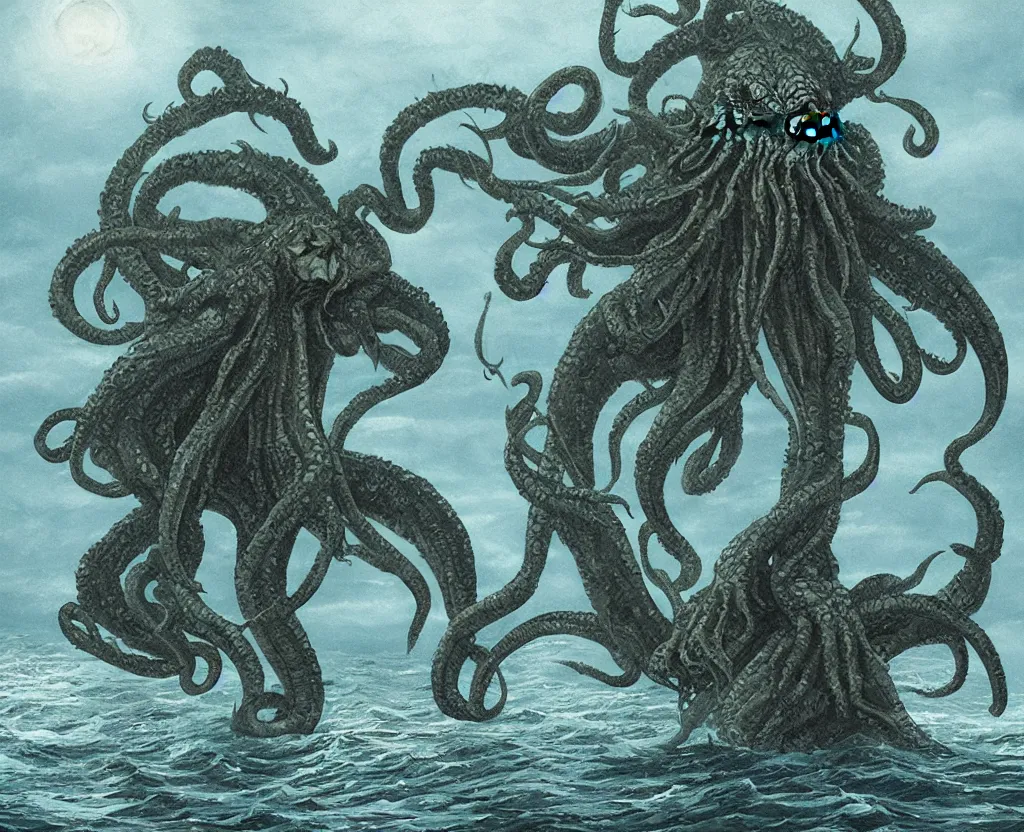 Prompt: cthulhu rises from the sea by ivan aiwasowski