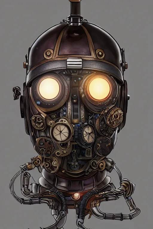 Image similar to steampunk helmet fantasy art mask robot ninja stylized digital illustration sharp focus, elegant intricate digital painting artstation concept art global illumination ray tracing advanced technology chaykin howard and campionpascale and cooke darwyn and davis jack