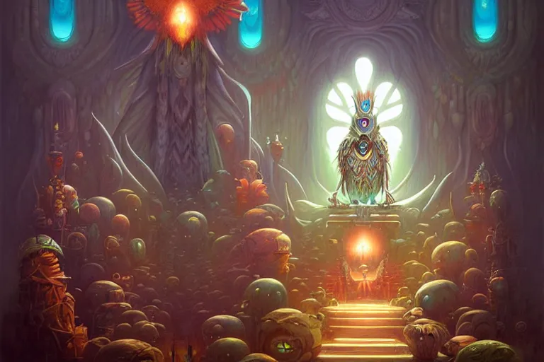 Image similar to Throne Room of the Shaman Owl King, by Peter Mohrbacher