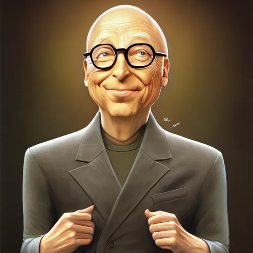 Image similar to Bill Gates as Dr. Evil Funny cartoonish by Gediminas Pranckevicius and mort drucker Tomasz Alen Kopera, masterpiece, trending on artstation, 8k,