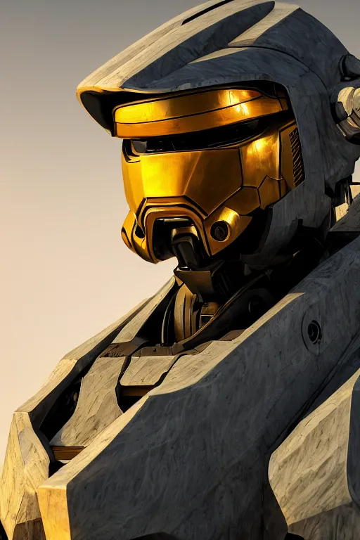 Image similar to robot ninja mask helmet halo master chief radiating a glowing aura global illumination ray tracing hdr fanart arstation by ian pesty and katarzyna da bek chmiel