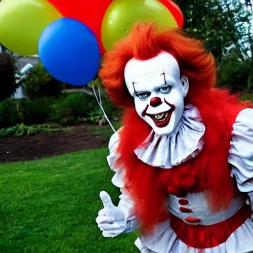 Prompt: pennywise the clown hosting a childrens party