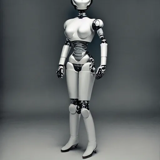 Prompt: a robot woman photographed by annie leibovitz