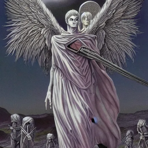 Prompt: an undead angel by kentaro miura and Wayne Barlowe