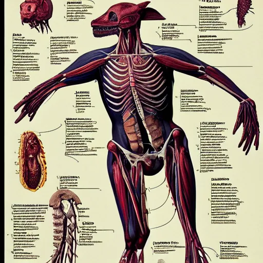 Prompt: anatomy of an Fantastic Beast as found in a biology book, realistic