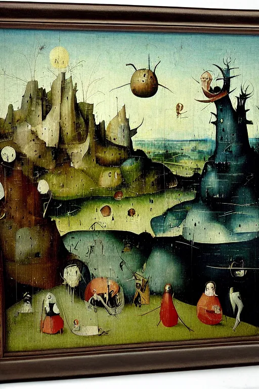 Image similar to a beautiful landscape with weird creatures by hieronymus bosch