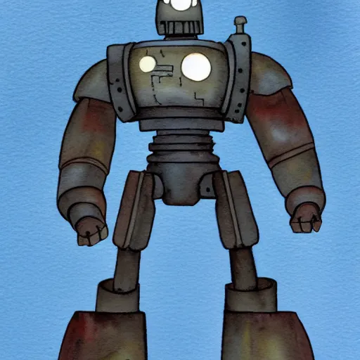 Image similar to iron giant, watercolor illustration for a book