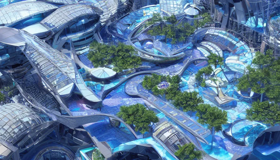 Image similar to futuristic aquatic square in london by roger madrini, hyperdetailed, artstation, cgsociety, 8 k