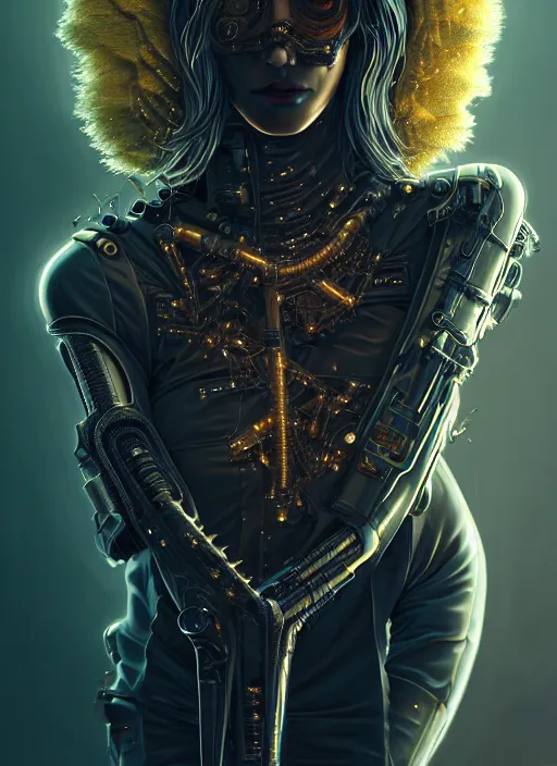 Prompt: soft lustrous hard tech ebony ivory biotech raver gutter punk cyborg bioweapon, golden ratio, details, sci - fi, dark fantasy, cyberpunk, intricate, decadent, ornate, highly detailed, digital painting, octane render, 8 k, artstation, concept art, smooth, sharp focus, illustration, art by artgerm, loish, wlop