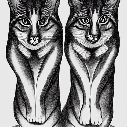 Image similar to black and white illustration creative design, two headed cat