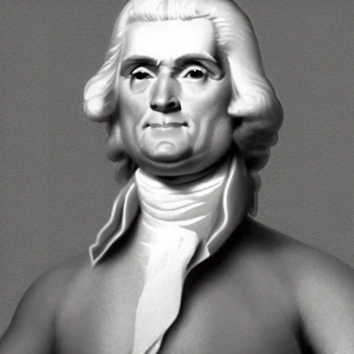 Prompt: a photo, taken in 2 0 2 0, of the muscular, shirtless, president thomas jefferson, posing for a professional photo shoot, 5 0 mm lens, f 1. 8.