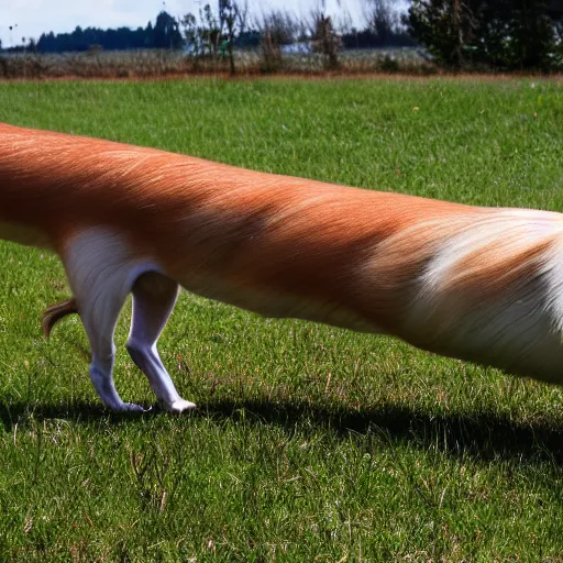 Prompt: very long dog, photograph