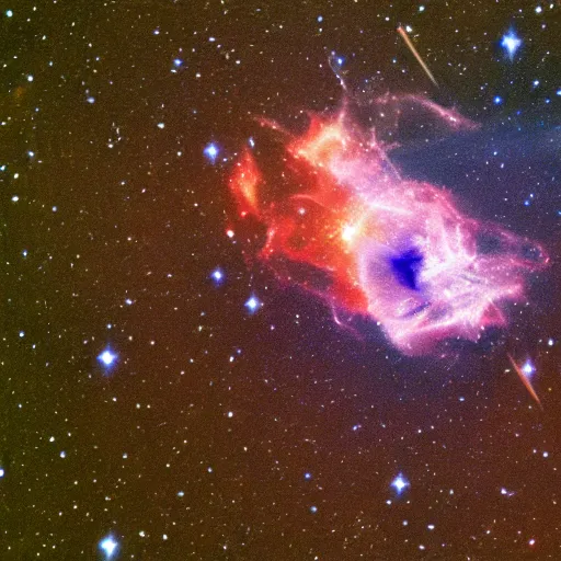 Prompt: a space nebula in the shape of a joystick, taken with hubble telescope,