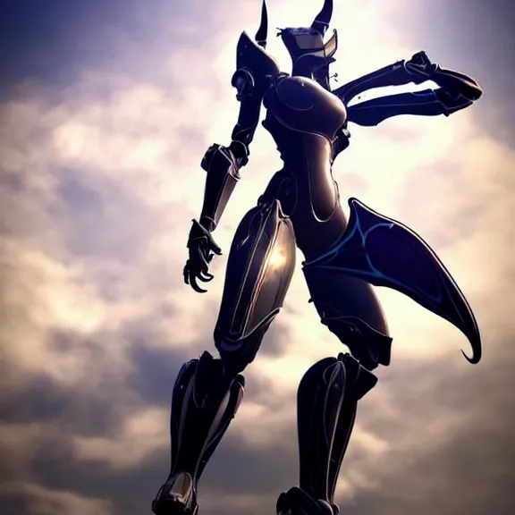 Image similar to highly detailed giantess shot, looking up at a giant 500 foot tall beautiful stunning saryn prime female warframe, as a stunning anthropomorphic robot female dragon, looming over you, detailed robot legs towering over, camera looking up, posing elegantly, sharp claws, robot dragon feet, intimidating, proportionally accurate, anatomically correct, two arms, two legs, camera close to the legs and feet, giantess shot, warframe fanart, ground view shot, cinematic low shot, high quality, captura, realistic, professional digital art, high end digital art, furry art, macro art, giantess art, anthro art, DeviantArt, artstation, Furaffinity, 3D realism, 8k HD render, epic lighting, depth of field