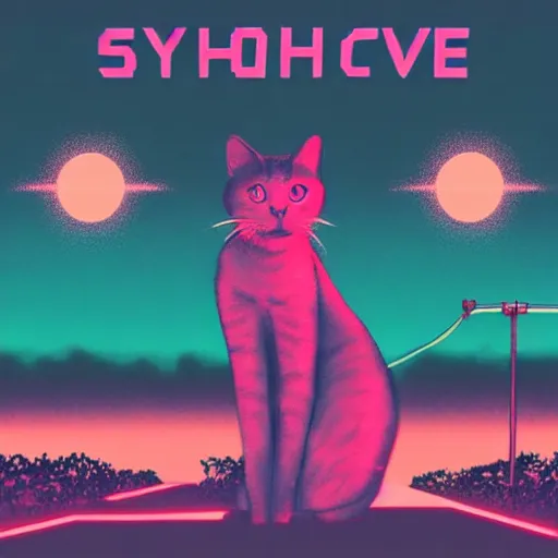 Image similar to synthwave cat