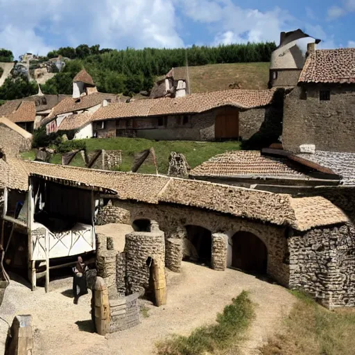 Image similar to a medieval village under siege