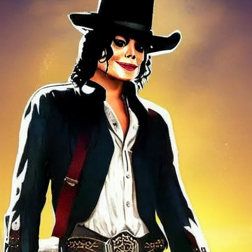 Image similar to michael jackson in the style of red dead redemption video game