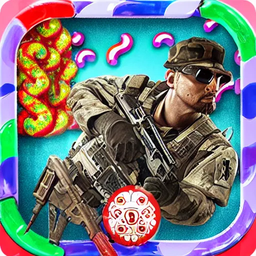 Prompt: call of duty but in Candyland