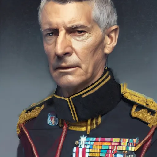 Image similar to portrait of a man by greg rutkowski, supreme admiral, british features, straight jaw, short black hair, star wars expanded universe, he is about 6 0 years old, wearing uniform of the galactic alliance navy, highly detailed portrait, digital painting, artstation, concept art, smooth, sharp foccus ilustration, artstation hq