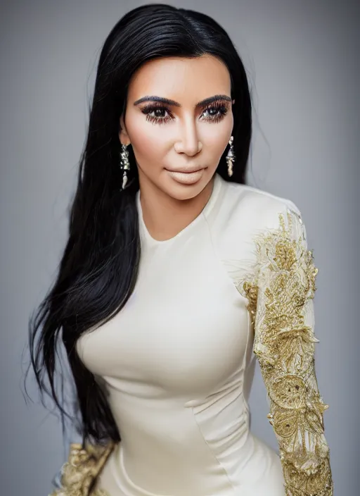 Prompt: portrait of kim kardashian wearing ao dai, by charlotte grimm, studio light, detailed face, canon eos c 3 0 0, ƒ 1. 8, 3 5 mm, 8 k, medium - format print, half body shot