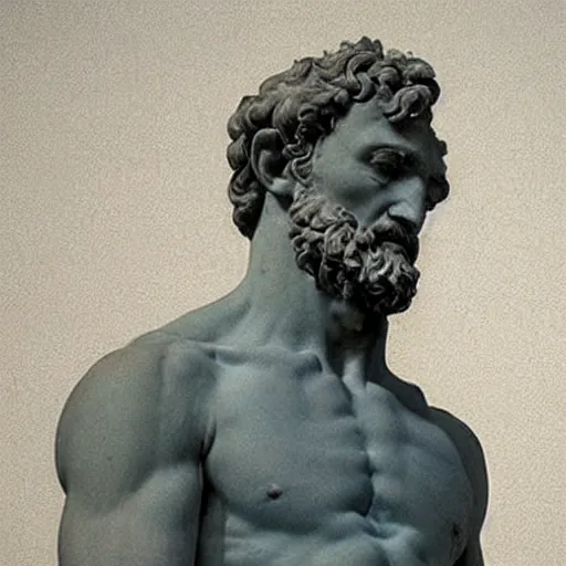 Prompt: “a statue of michelangelo looking at his computer in shock”