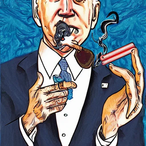 Image similar to joe biden smoking dmt as a crunchy hippie by godmachine