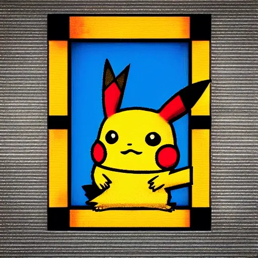 Prompt: Pikachu as the Mona lisa, cyper punk, dark background, instagram