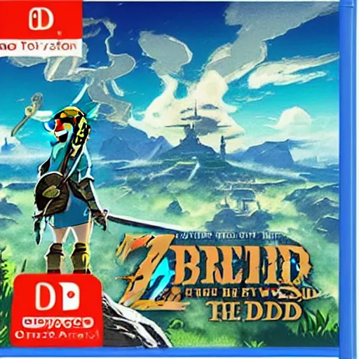 Prompt: breath of the wild, nintendo ds box art