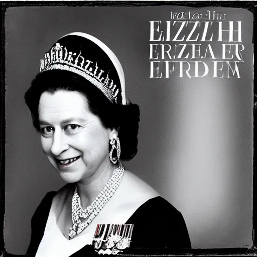 Image similar to album cover of elizabeth ii as a rapper