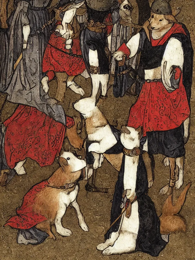 Prompt: corgie in the medieval style