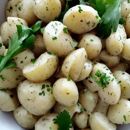 Prompt: potato salad made of people