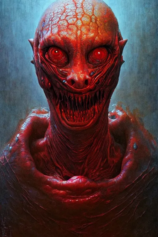 Image similar to perfectly - centered horror portrait - photograph of a brutal scary terrifying ugly monstrous alien goblin creature real life portrait by beksinski and jean delville, slimy pus oozing specular, unreal engine 5, photorealism, hd quality, 8 k resolution, cinema 4 d, hdr dramatic cinematic lighting