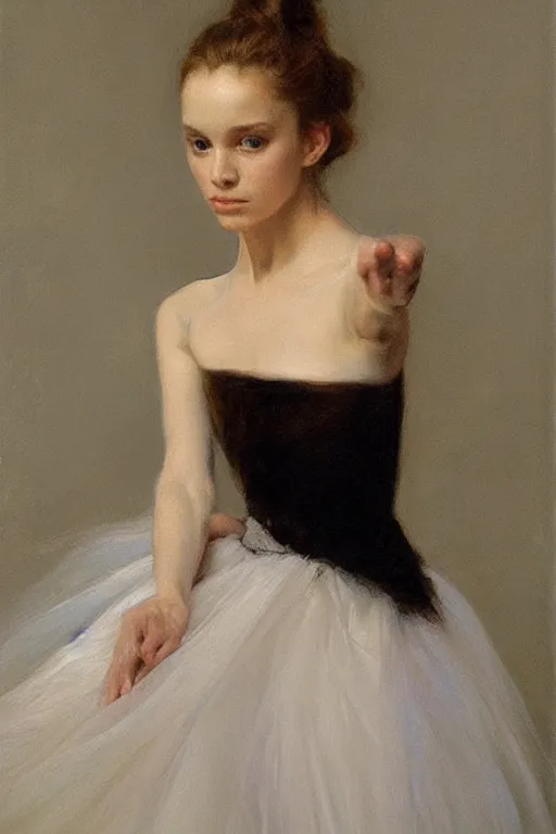 Prompt: portrait of a gorgeous graceful young irish prima ballerina, by donato giancola and berthold woltze.