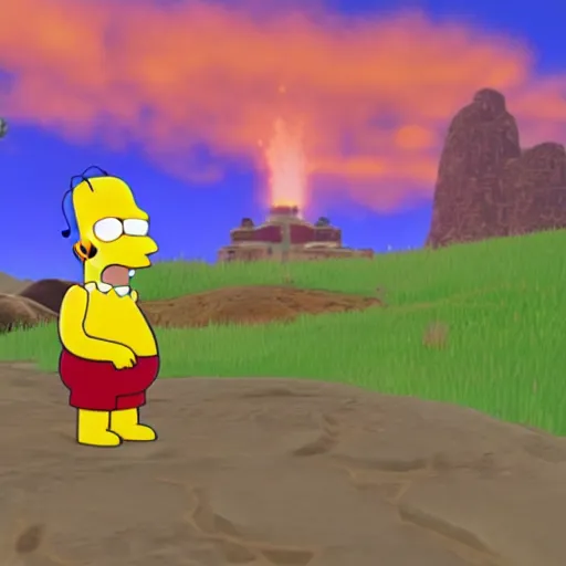 Image similar to homer simpson in breath of the wild