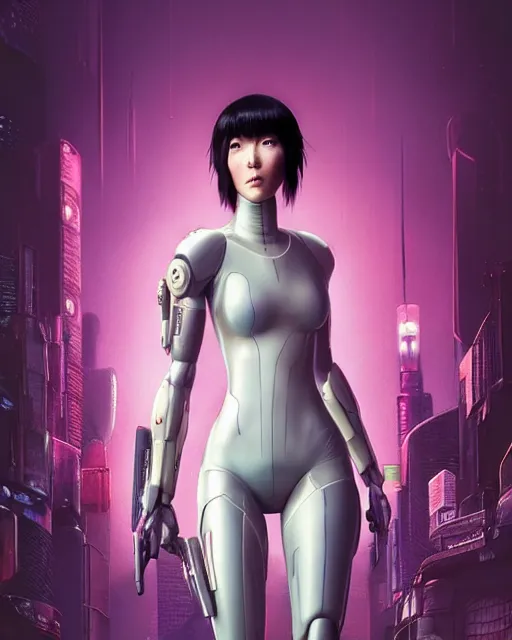 Image similar to weta disney pixar movie still portrait photo of motoko kusanagi ghost in the shell : : as cyborg woman by pixar : : by weta, wlop, ilya kuvshinov, rossdraws, artgerm, marvel, maxim cover, latex, octane render, sweaty, iridescent, bright morning, anime, liosh, mucha : :