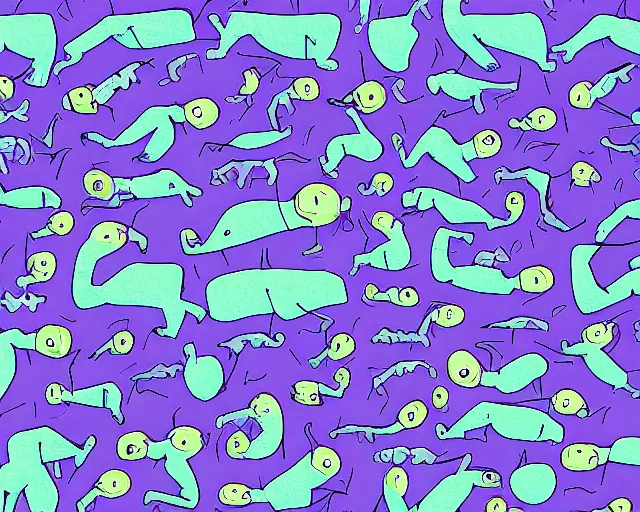 Image similar to A swarm of alien hippos animated by Pendleton Ward