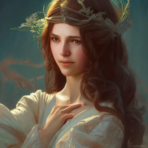 Prompt: Isabella, child of dawn, highly detailed, digital painting, artstation, concept art, smooth, sharp focus, illustration, Unreal Engine 5, 8K, art by artgerm and greg rutkowski and alphonse mucha