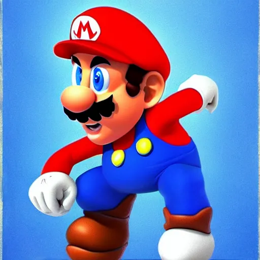 Image similar to nic cage as mario, buff, painted portrait, highly detailed,