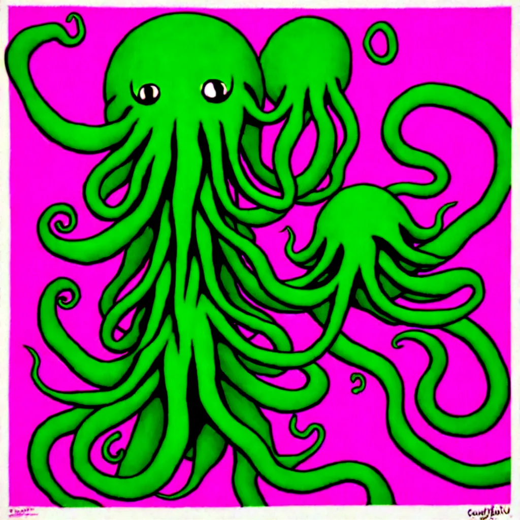 Prompt: cthulhu, tentacles, pop art