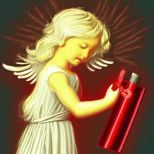 Image similar to A angelic lighter, digital art, red lighter, higly detailed,