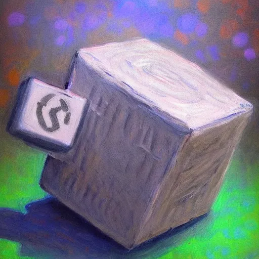 Image similar to beautiful painting of companion cube, art by monet